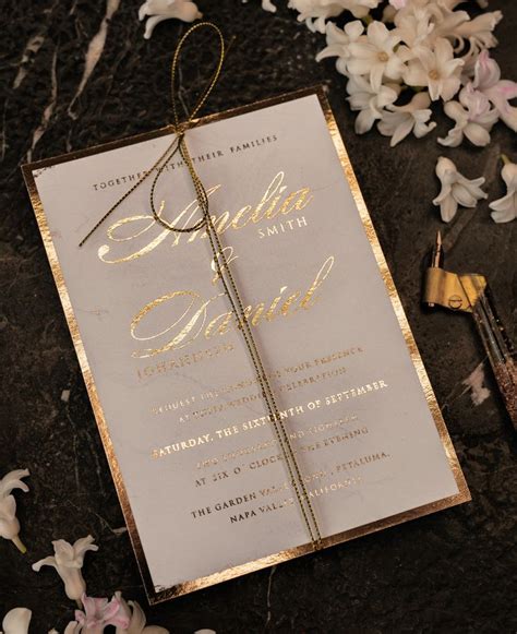 Luxury Gold Marble Wedding Invitations Glamour Golden Shine Wedding