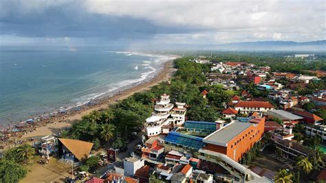 Beautiful Panoramic Aerial View Of Pangandaran Beach Stock