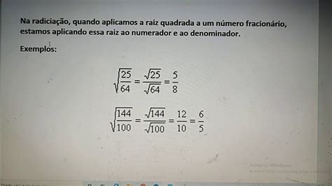 Potenciação E Radiciação Do Números Fracionários 6°ano Youtube