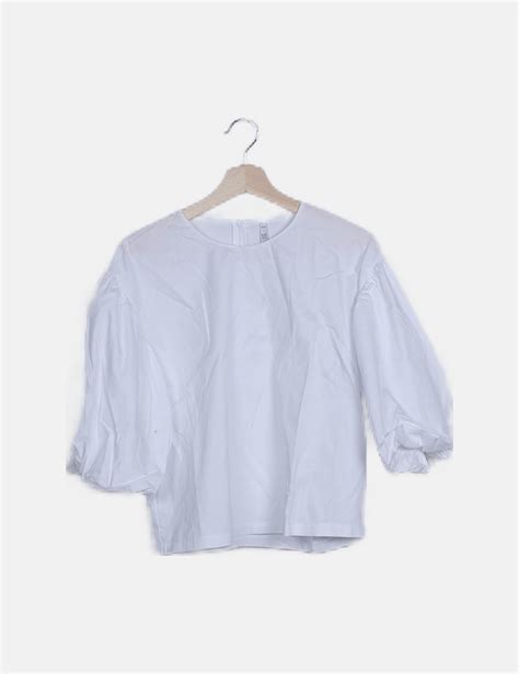 Zara Blusa Blanca Manga Abullonada Descuento 52 Micolet