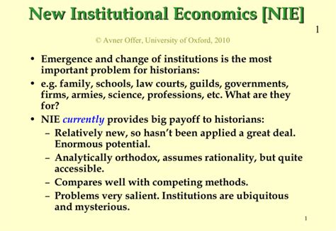 New Institutional Economics Nie