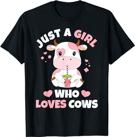 Just A Girl Who Loves Cows Cute Strawberry Cow Cowgirl Print T Shirt Buy T Shirt Designs