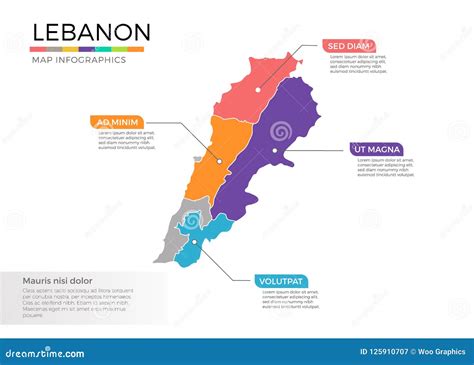 Lebanon Map Infographics Vector Template With Regions And Pointer Marks