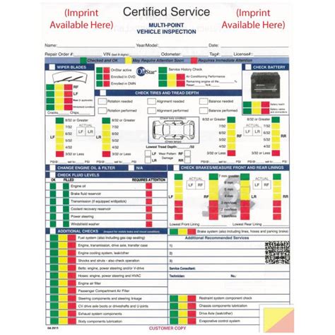 Gm Multi Point Vehicle Inspection Report 3 Part Imprinted Qty 500 Zuma