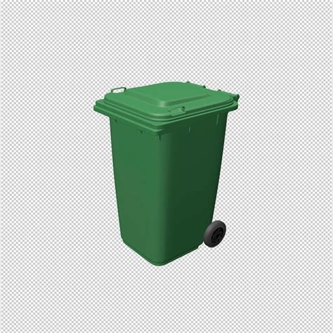 Premium PSD A Green Trash Can With A Black Wheelbarrow On It