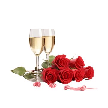 Icon Of Red Roses And Champagne On Transparent Vector Art Icon Of Red