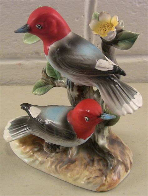 Vintage Enesco Bird Figurines Ceramic Figurine Woodpeckers Enesco Imports Japan Ceramic Birds