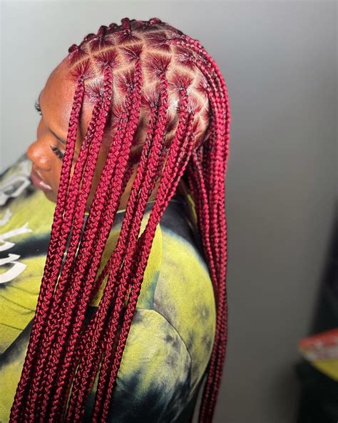 Bright Red Box Braids