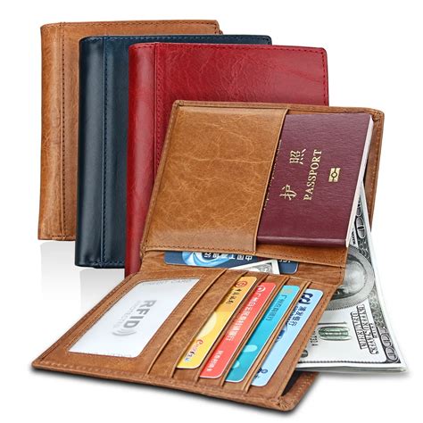 Vintage Genuine Leather Passport Cover Id Business Card Holder Travel Credit Wallet For Men