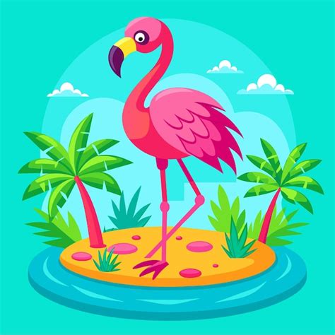 El pájaro flamenco rosa tropical es una mascota de dibujos animados de