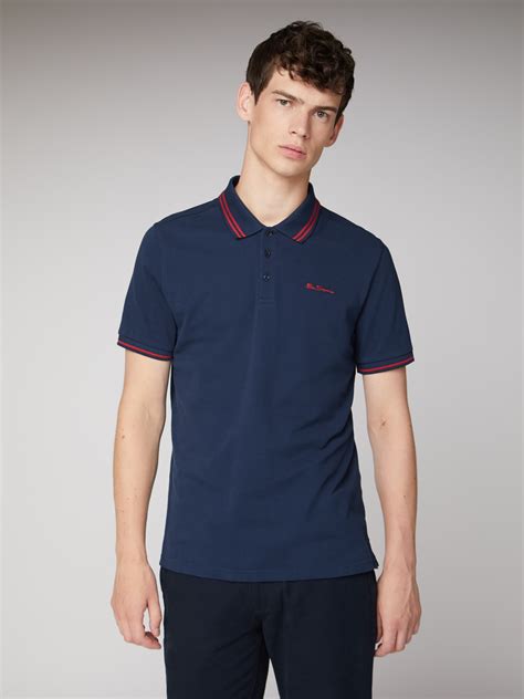 Navy Red Tipped Mod Polo Shirt Ben Sherman Est