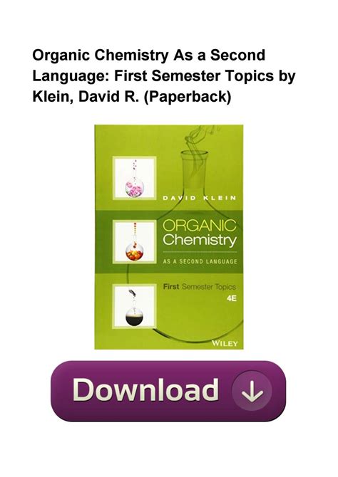 Organic Chemistry As A Second Language First Semester Topics By Klein