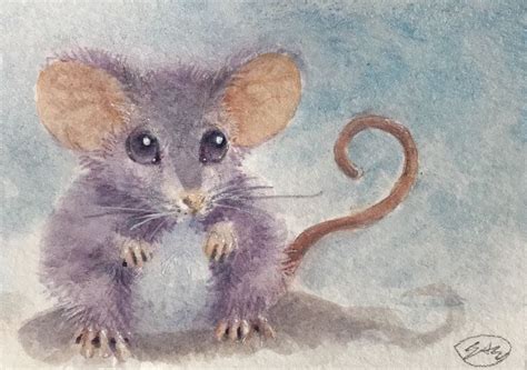 Sold Aceo Mouse Watercolor Painting Original Baby Fine Art Card