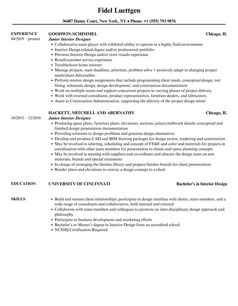 Interior Designer Resume Job Description Cabinets Matttroy