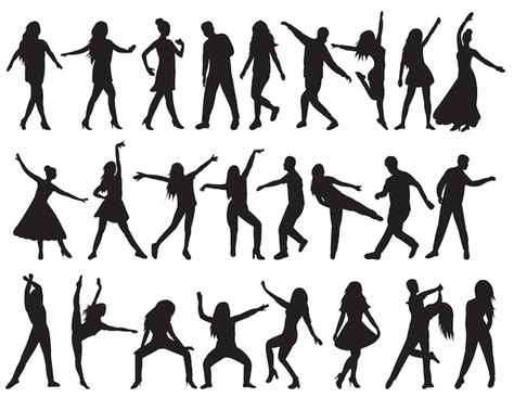 Silueta De Personas Bailando En Vector Aislado De Fondo Blanco Vector