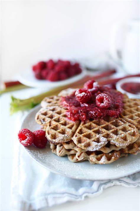 Vegan Buckwheat Waffles With A Rhubarb Raspberry Compote