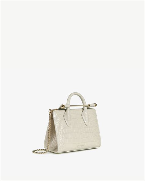 The Strathberry Nano Tote Top Handle Leather Mini Tote Bag Cream