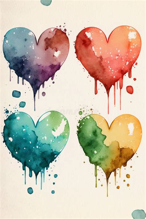 Watercolor Heart Illustration For Valentine S Day Lgbtq Rainbow Stock