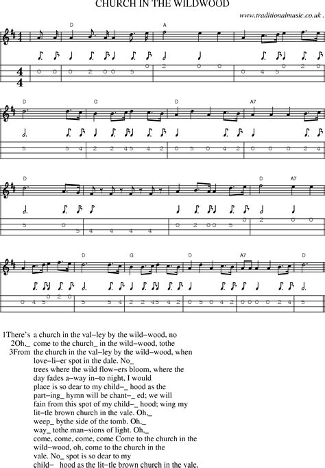 American Old Time Music Scores And Tabs For Mandolin Church In The