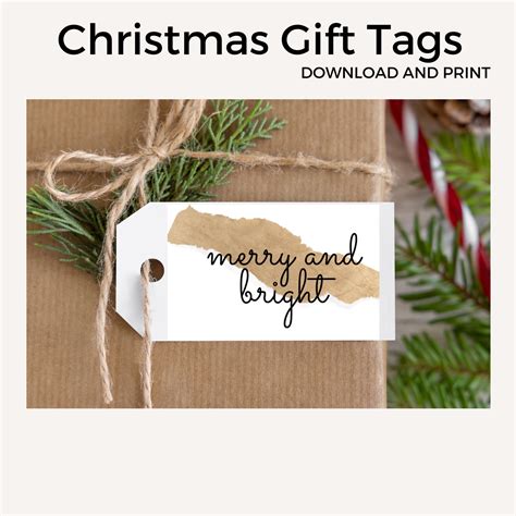 Printable Christmas Gift Tags| Rustic Inspired Christmas Tags| Print