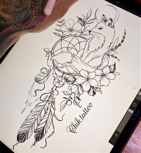 Dessin Féminin Et Fleuri Pour Tatouage De Chik Tattoo Téléchargement Instantané De Stencil