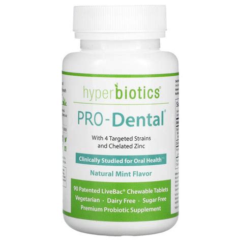 Hyperbiotics Pro Dental Natural Mint Flavor Chewable Tablets