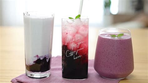 카페음료 냉동 블루베리 3가지 음료 레시피 에이드 스무디 블루베리 우유 Blueberry Drink Recipe