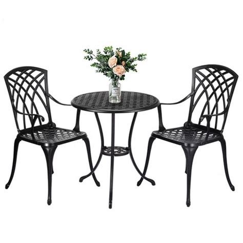 Whizmax Cast Aluminum Patio Bistro Set With Umbrella Hole, Patio Table ...