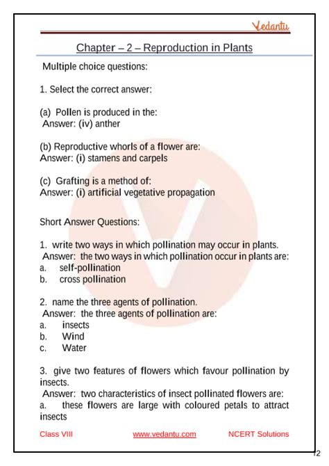 Selina Concise Biology Class 8 Icse Solutions For Chapter 2 Reproduction In Plants