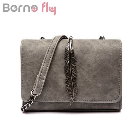 Berno Fly Brand Fashion Leaves Decorated Mini Flap Bag Suede PU Leather