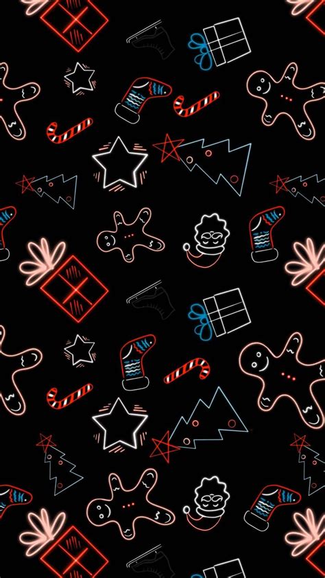 Christmas Neon Doodles Iphone Wallpaper Hd Iphone Wallpapers