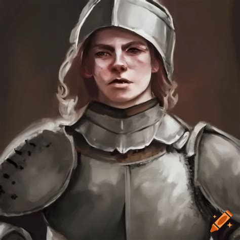 Young Knight In Gray Armor With Sewn Lips Dnd Character Portrait In