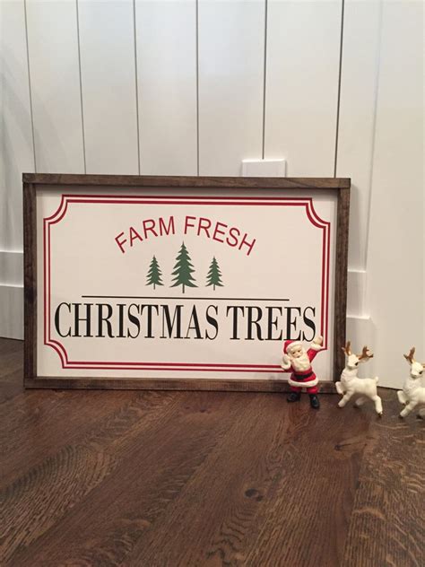 Farm Fresh Christmas Trees Sign Wood Christmas Sign Etsy