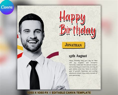 Editable Canva Template, Happy Birthday Template - Etsy