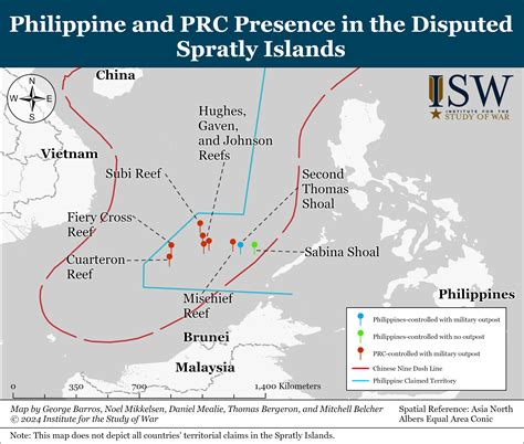 Philippine and PRC Presence in the Disputed Spratly Islands | Map Room