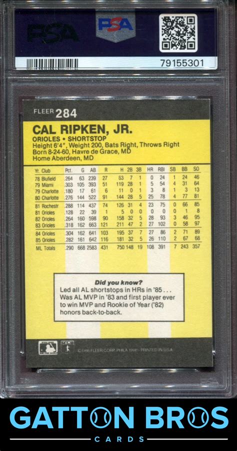 Fleer Cal Ripken Jr Psa Mint Ebay