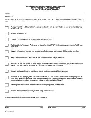 Fillable Online Twc Texas Form Fl Snap E T Exemptions Worksheet Fax