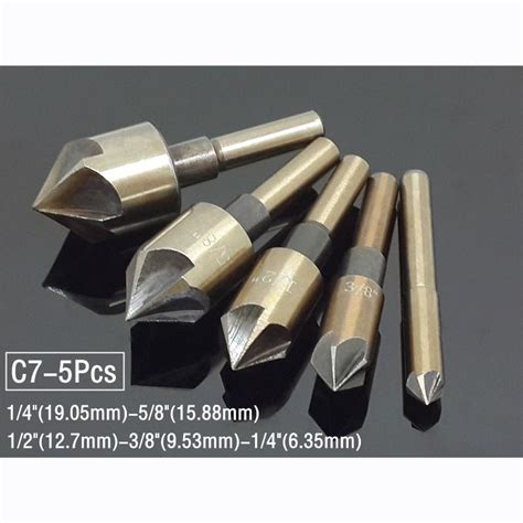 Cheap HSS Titanium Countersink Deburring Chamfering Drill Bit Set 1 4