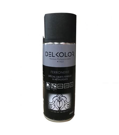 Delkolor Peinture Spéciale Ferronnerie en Aérosol 400ml Noir