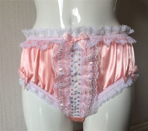 Blush Pink Silky Satin Bikini Pantiessparkly Trim Sissy Etsy