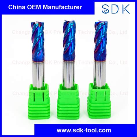 China Manufacture Hrc Blue Nano Coating Carbide End Mill For Hardened