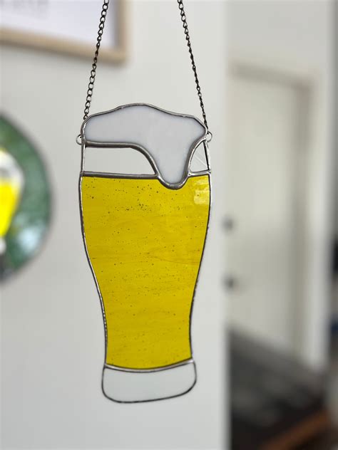 Beer Mug Stained Glass Suncatcher Glass Of Beer Window Hanging Beer