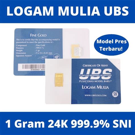 Jual Logam Mulia LM UBS 1 Gram MODEL PRES TERBARU 1 Gr SNI ASLI 24K 999