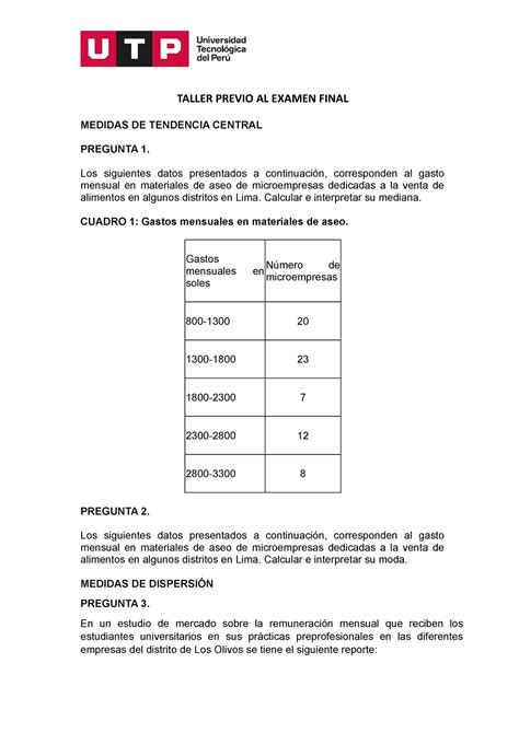 Semana Taller Estad Stica Descriptiva Y Probabilidades Taller