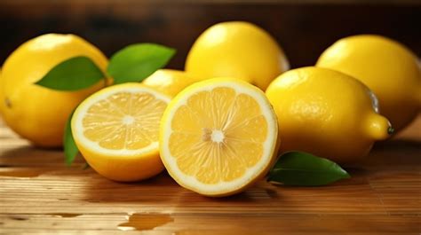 Premium Photo Fresh Lemons On Wooden Table