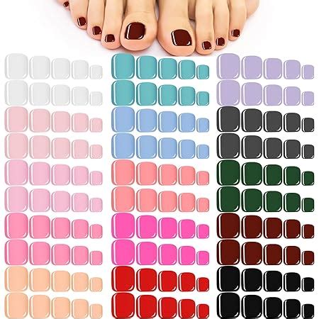 Amazon 720 Pieces 30 Sets Fake Toenails Short False Toe Nails