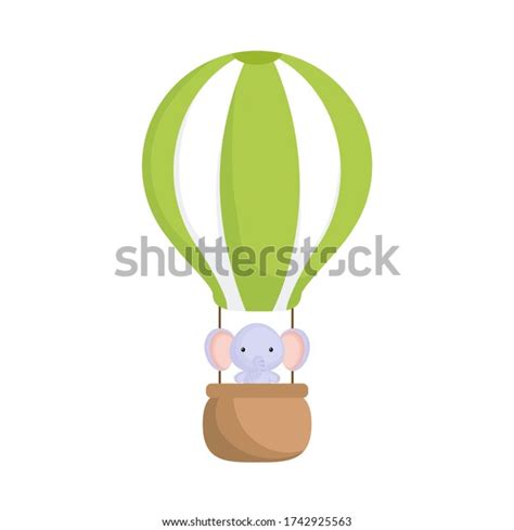 Cute Baby Elephant Hot Air Balloon Stock Vector Royalty Free 1742925563 Shutterstock