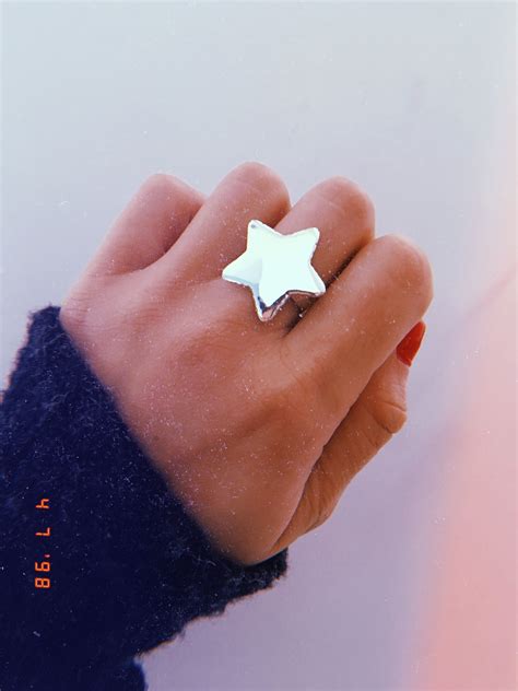 Anillo Estrella Chata Grande Plata Grande Silver Rings Stud