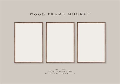 Frame Mockup 151 Brown Wood Portrait Photo Frame Three Etsy Frame