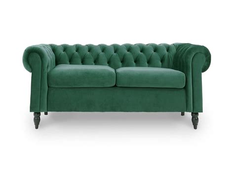 Deco In Paris Canape Chesterfield Places En Velours Vert Winston